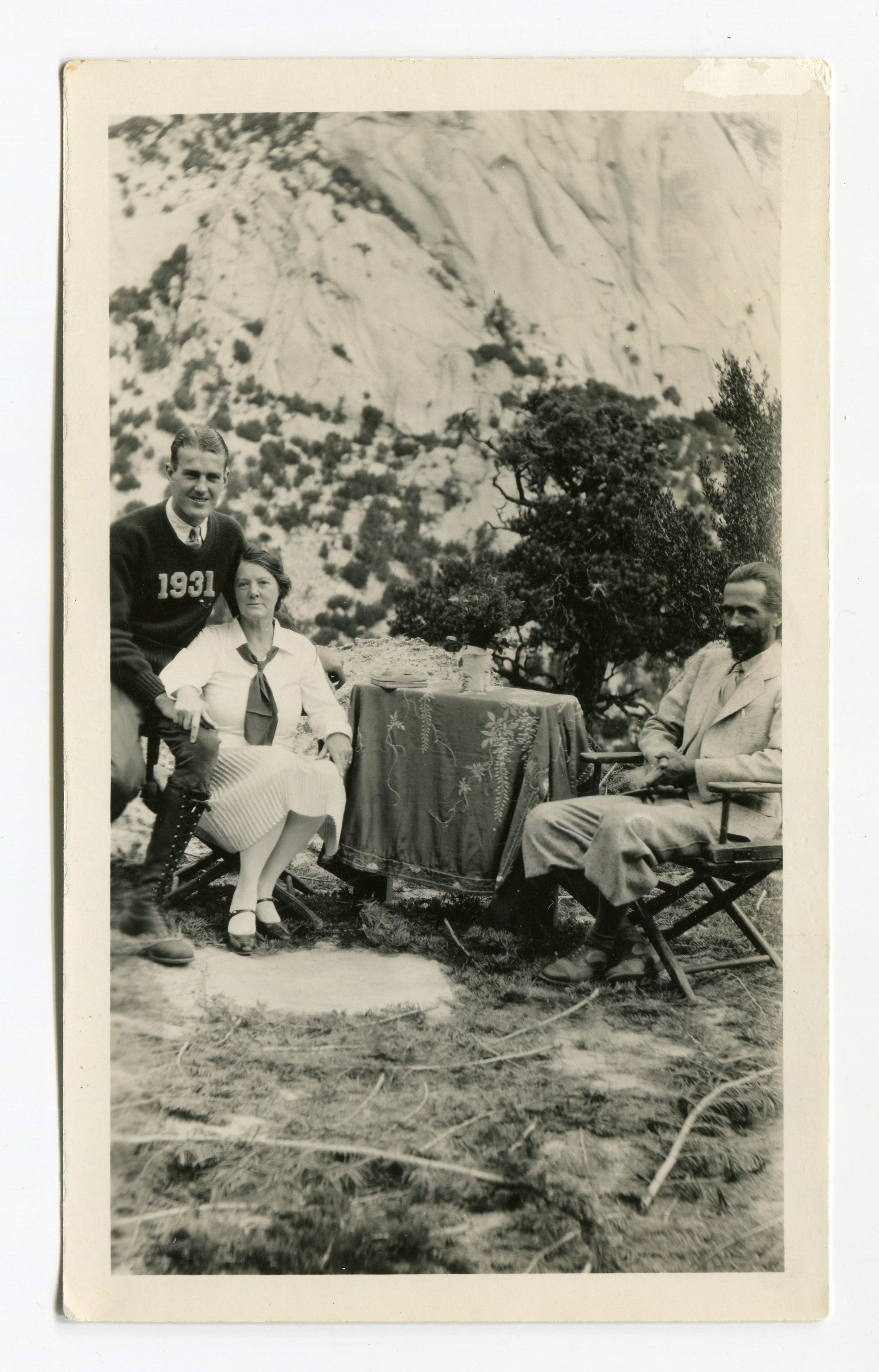 1930 Ashrama camp - Franklin, Sherifa & Jim Briggs after laying foundation stone