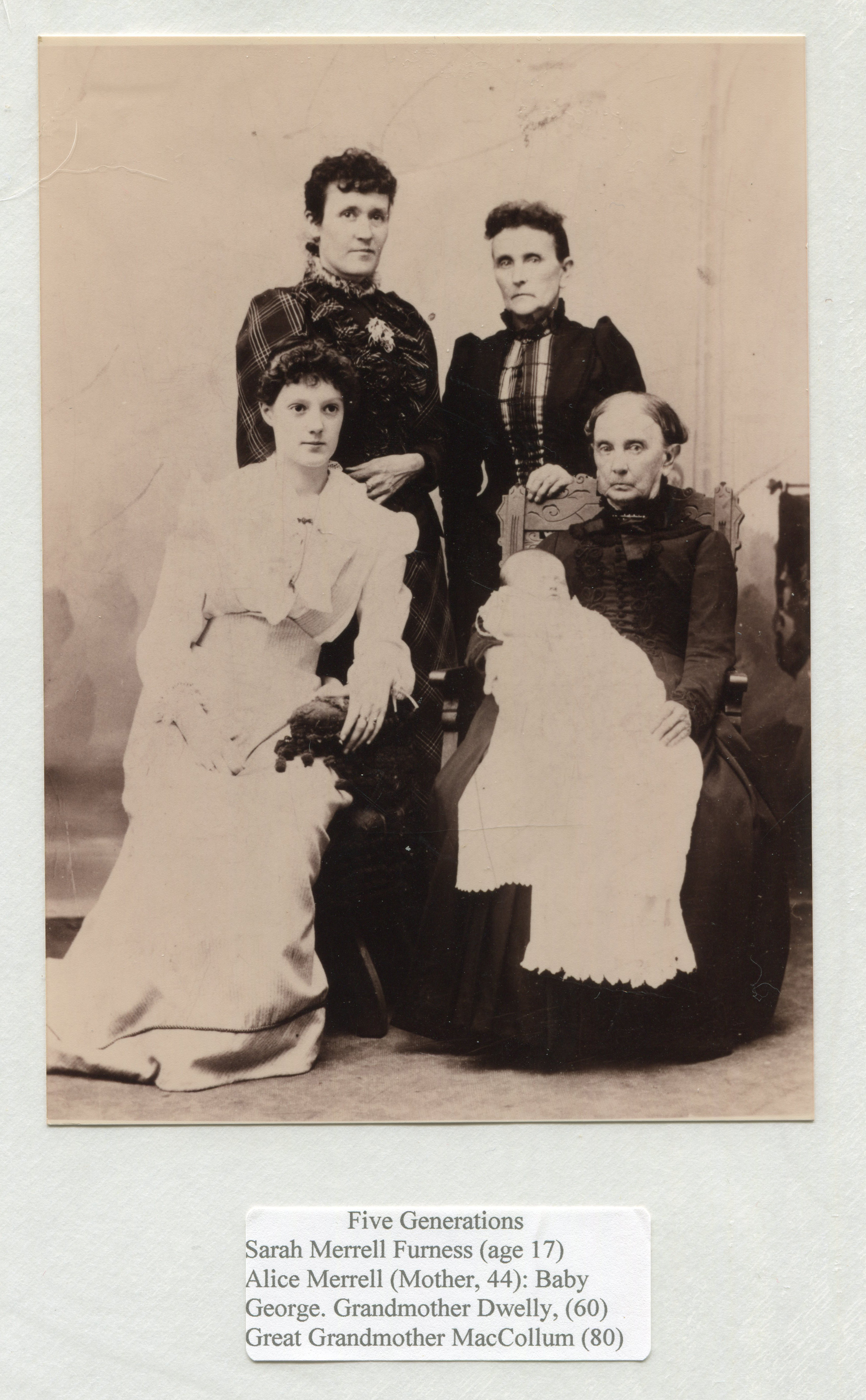 1893 Sherifa & her first son with her mother, grandmother & great grandmother - labeled