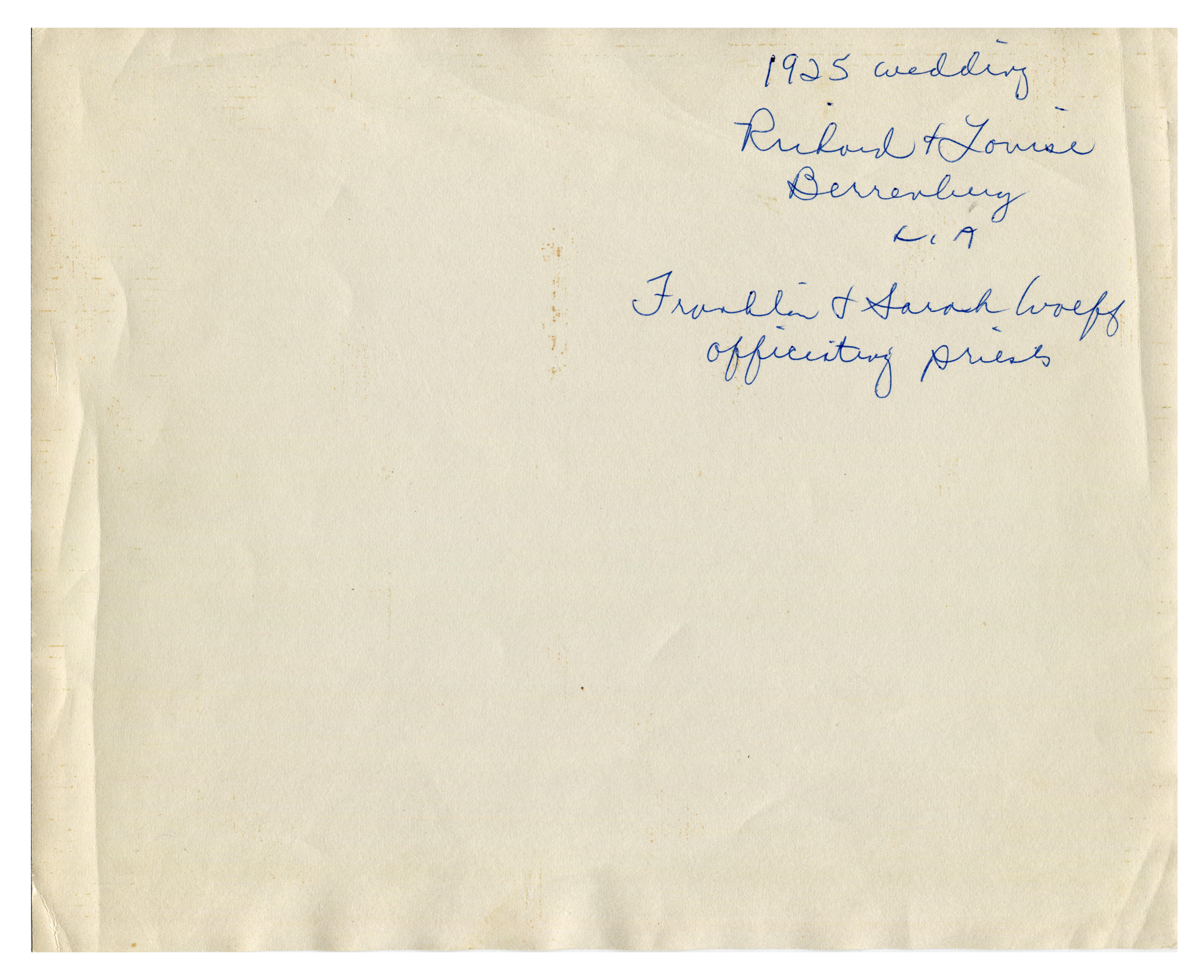 1925 Burrenburg Wedding (verso)