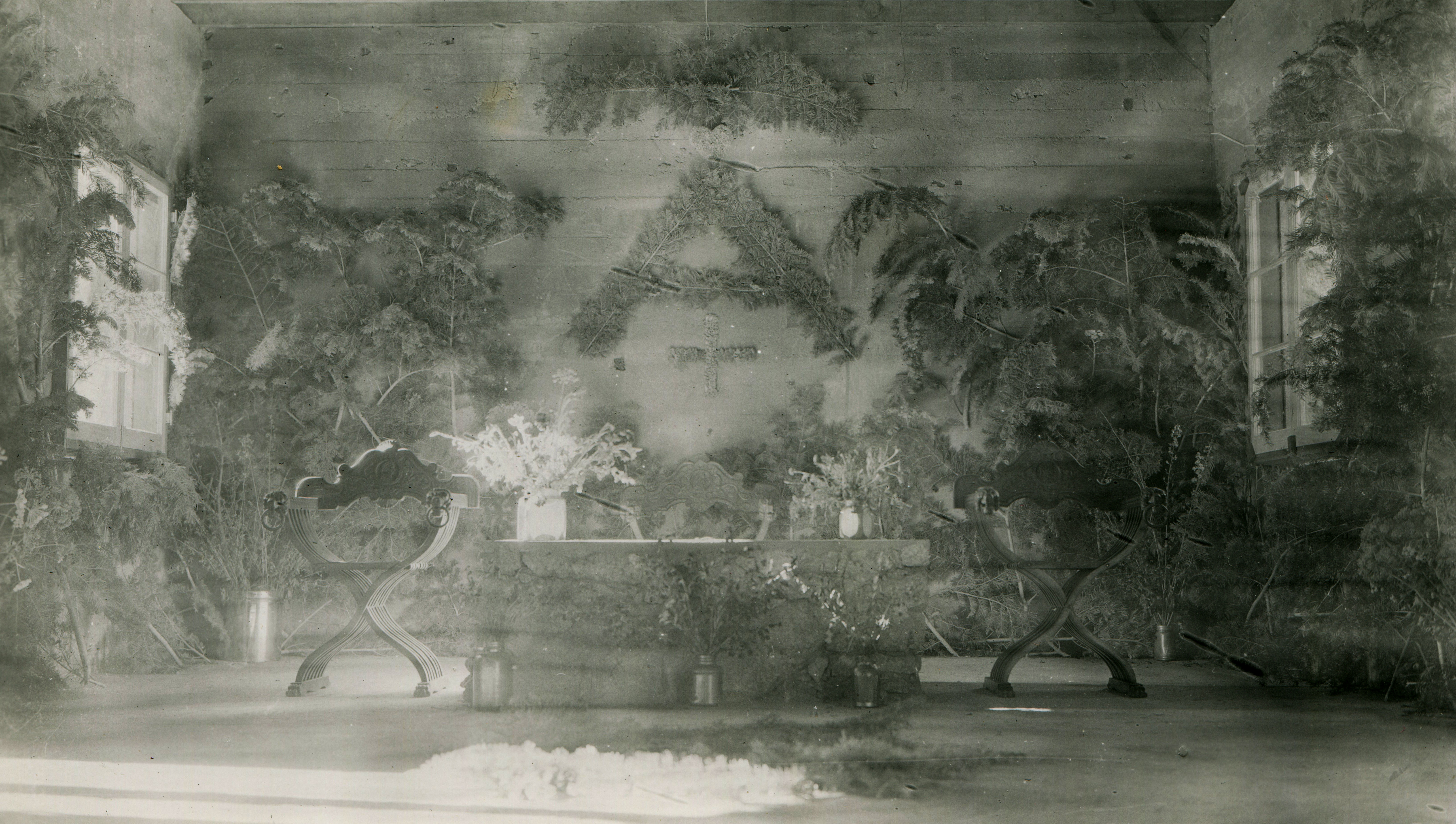 1948 Ashrama camp - the Ashram decorated for Convention