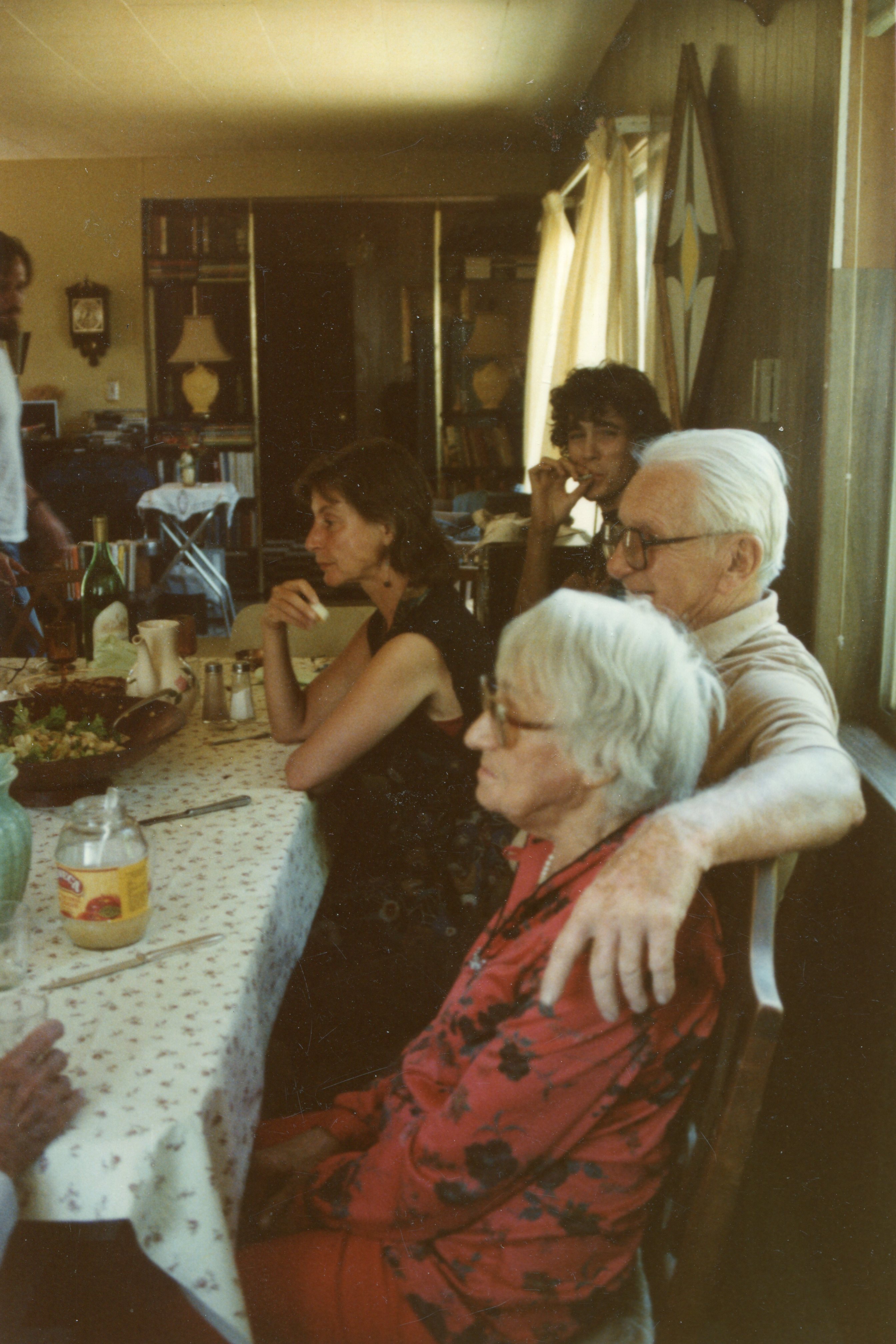 1985 FMW home, Sedwicks, James Young and others at the long table